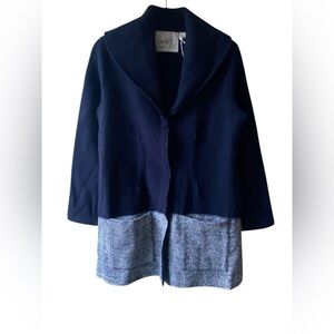 Angel of the North Boiled Wool Sweater Jacket Medium Navy